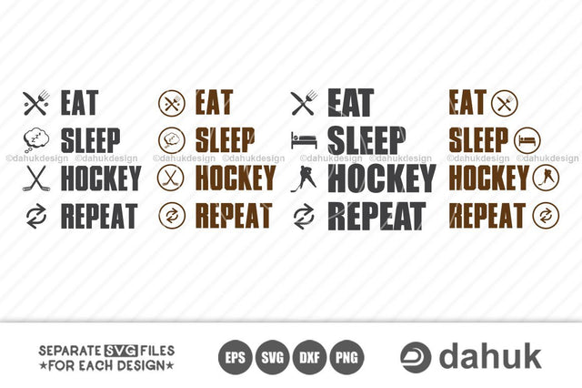 Eat Sleep Hockey svg | hockey svg bundle | hockey silhouette clipart cuttable design svg png dxf & eps designs SVG dahukdesign 