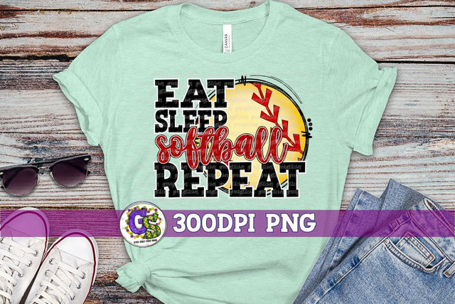 Eat Sleep Softball Repeat PNG For Sublimation Sublimation Greedy Stitches 