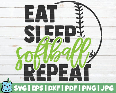 Eat Sleep Softball Repeat SVG MintyMarshmallows 