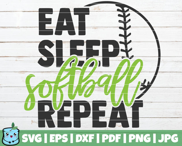 Eat Sleep Softball Repeat SVG MintyMarshmallows 