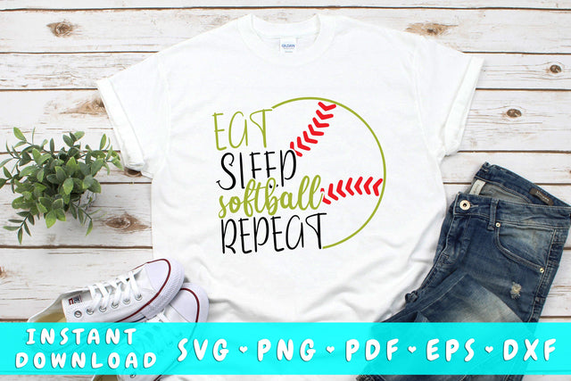 Eat Sleep Softball Repeat SVG SVG HappyDesignStudio 
