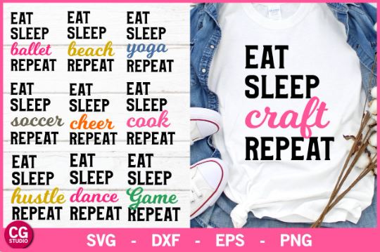 Eat sleep SVG Bundle, eat sleep dance repeat svg, yoga svg, ballet svg, craft svg, eat sleep game repeat svg, soccer svg, cheer svg,cook svg SVG James 