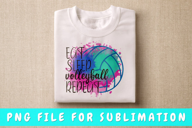 Eat Sleep Volleyball Repeat PNG, Volleyball Design For Sublimation Sublimation HappyDesignStudio 