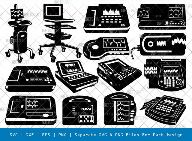 ECG Machine Silhouette Svg Cricut Cut Files Png Bundle, SB01063 SVG ETC Craft 
