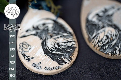 Edgar Allan Poe Raven Earrings SVG For Laser Glowforge Quoth The Raven Nevermore SVG Edgar Allan Poe SVG For Halloween SVG Diva Watts Designs 