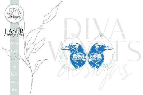 Edgar Allan Poe Raven Earrings SVG For Laser Glowforge Quoth The Raven Nevermore SVG Edgar Allan Poe SVG For Halloween SVG Diva Watts Designs 