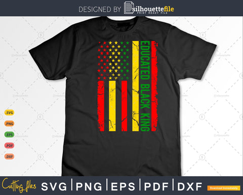 Educated Black King Black History Month African American Flag SVG Silhouette File 