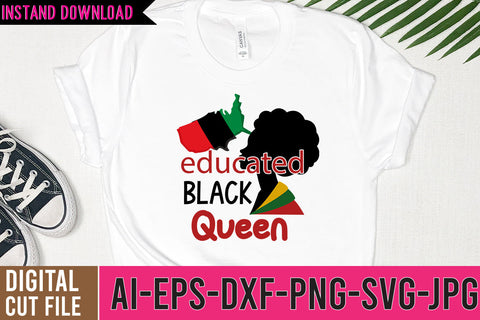 Educated Black Queen SVG Cut Files ,Juneteenth SVG Bundle SVG BlackCatsMedia 