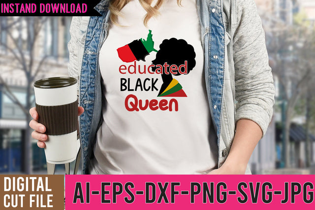 Educated Black Queen SVG Cut Files ,Juneteenth SVG Bundle SVG BlackCatsMedia 