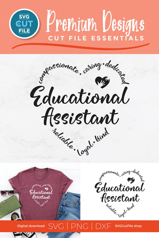 Educational assistant svg with heart SVG SVG Cut File 