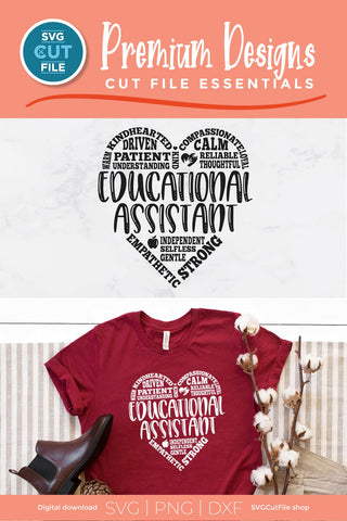 Educational assistant svg with subway art heart SVG SVG Cut File 