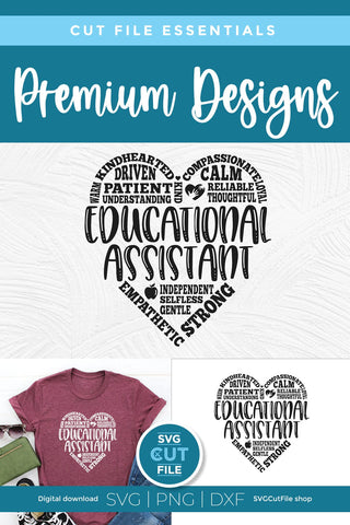 Educational assistant svg with subway art heart SVG SVG Cut File 