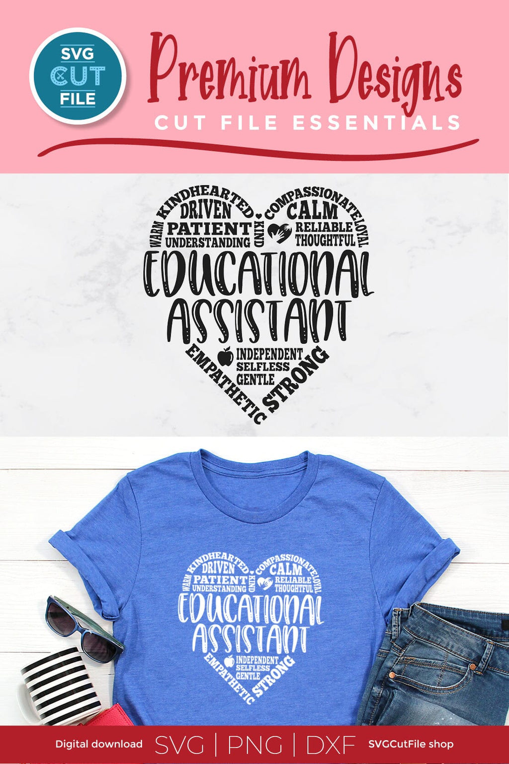 Educational assistant svg with subway art heart - So Fontsy