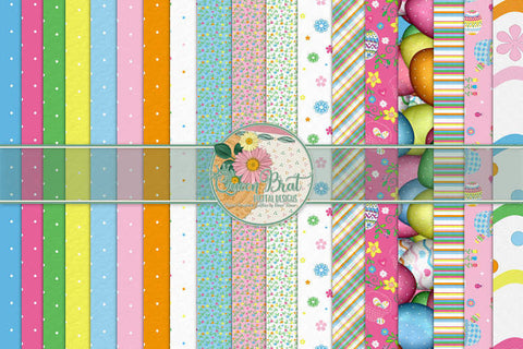 Egg-cited Easter Papers Digital Pattern QueenBrat Digital Designs 