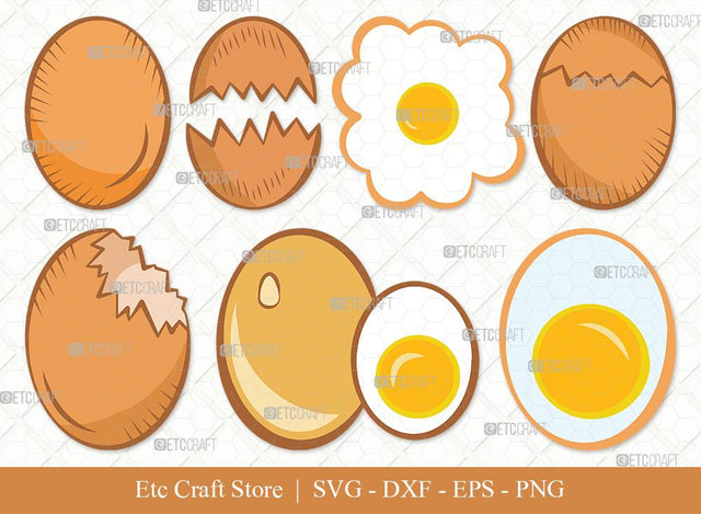 Egg Clipart SVG Cut File | Cracked Egg Svg | Sunny Side Svg | Fried Egg Svg | Bundle | Eps | Dxf | Png SVG ETC Craft 