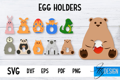 Egg Holder Bundle | Easter Egg Holder SVG | Baby Animals SVG SVG Fly Design 