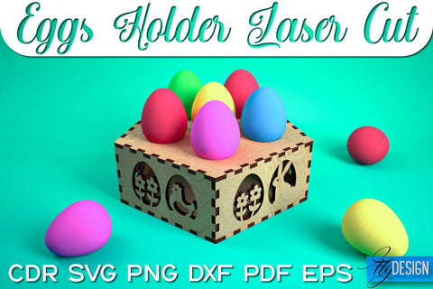 Egg Holder Laser Cut SVG | Happy Easter SVG Design | CNC Files SVG Fly Design 