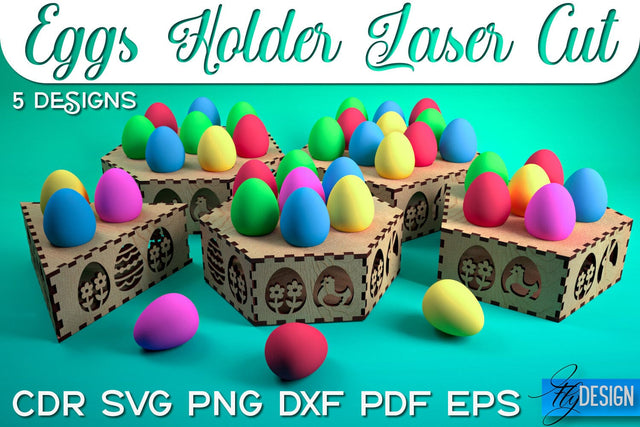 Egg Holder Laser Cut SVG | Happy Easter SVG Design | CNC Files SVG Fly Design 