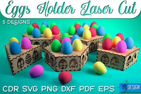 Egg Holder Laser Cut SVG | Happy Easter SVG Design | CNC Files SVG Fly Design 