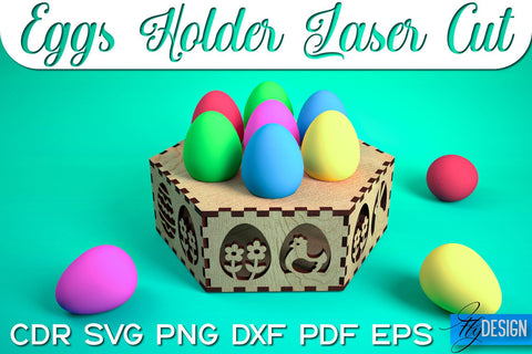Egg Holder Laser Cut SVG | Happy Easter SVG Design | CNC Files SVG Fly Design 