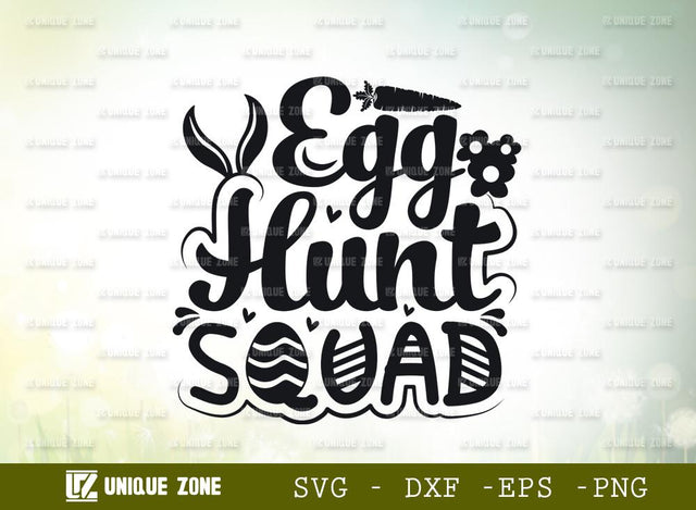 Egg Hunt Squad | Happy Easter | Easter Bunny | Bunny Ears | Heart Shape | T-shirt Design SVG Unique Zone 