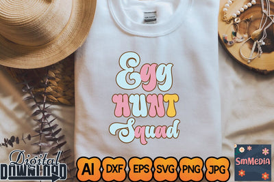 Egg Hunt Squad,Retro Easter SVG Bundle, Easter Svg files, Spring Svg, Easter Quotes, Cut Files, Cricut file, Smiley svg, Easter cut files, Easter svg SVG Newmockups 