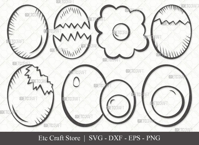 Egg Outline SVG Cut File | Cracked Egg Svg | Sunny Side Svg | Fried Egg Svg | Bundle | Eps | Dxf | Png SVG ETC Craft 