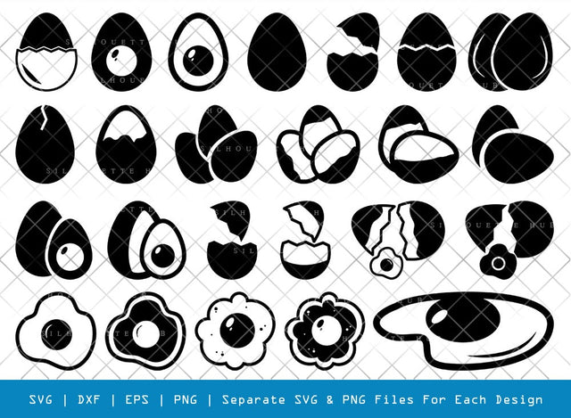 Egg SVG Cut Files | Egg Silhouette | Broken Egg Svg | Omelet Svg | Morning Food Svg | Yolk Svg | Egg Bundle SVG ETC Craft 