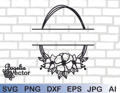 Egg Svg file, Egg Split Frame svg, Easter Cut file, Floral Cut file, Easter Egg, Flowers, Floral Frame Monogram Png, Spring, Cricut Svg, Diy SVG BogeliaVector 