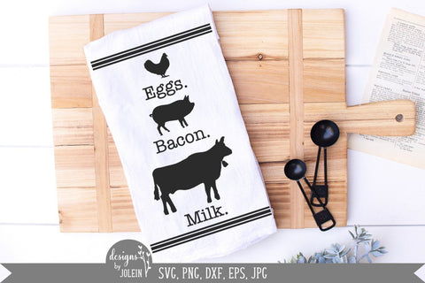 Eggs Bacon Milk, Farmhouse Design SVG Designs by Jolein 