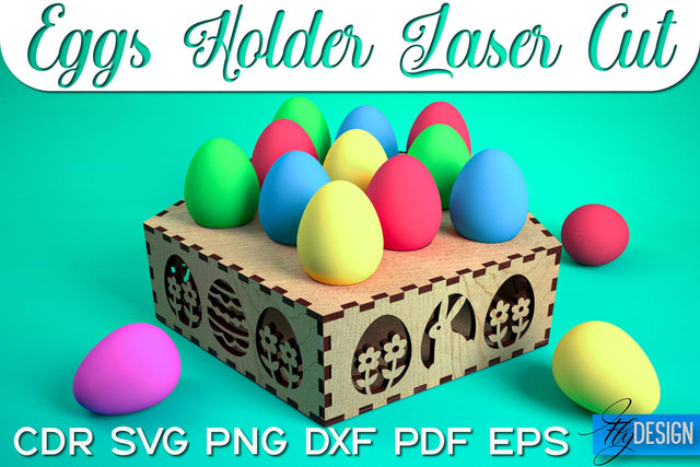 Eggs Holder Laser Cut SVG | Happy Easter SVG Design | CNC Files SVG Fly Design 
