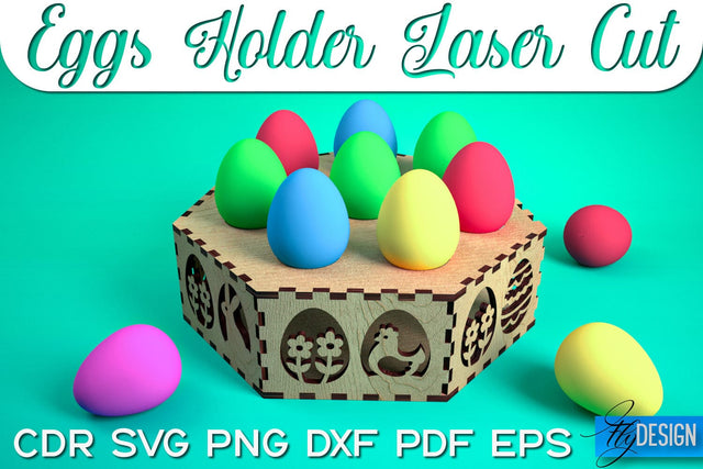 Eggs Holder Laser Cut SVG | Happy Easter SVG Design | CNC Files SVG Fly Design 