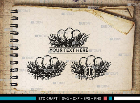 Eggs Nest Monogram, Eggs Nest Silhouette, Eggs Nest SVG, Eggs Bird Svg, Nest Svg, Nest And Eggs Svg, Bird Nest Svg, SB00496 SVG ETC Craft 