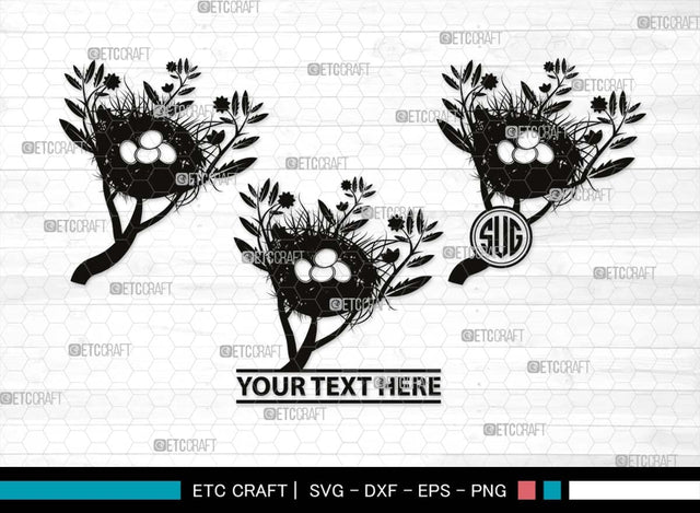 Eggs Nest Monogram, Eggs Nest Silhouette, Eggs Nest SVG, Eggs Bird Svg, Nest Svg, Nest And Eggs Svg, Bird Nest Svg, SB00496 SVG ETC Craft 