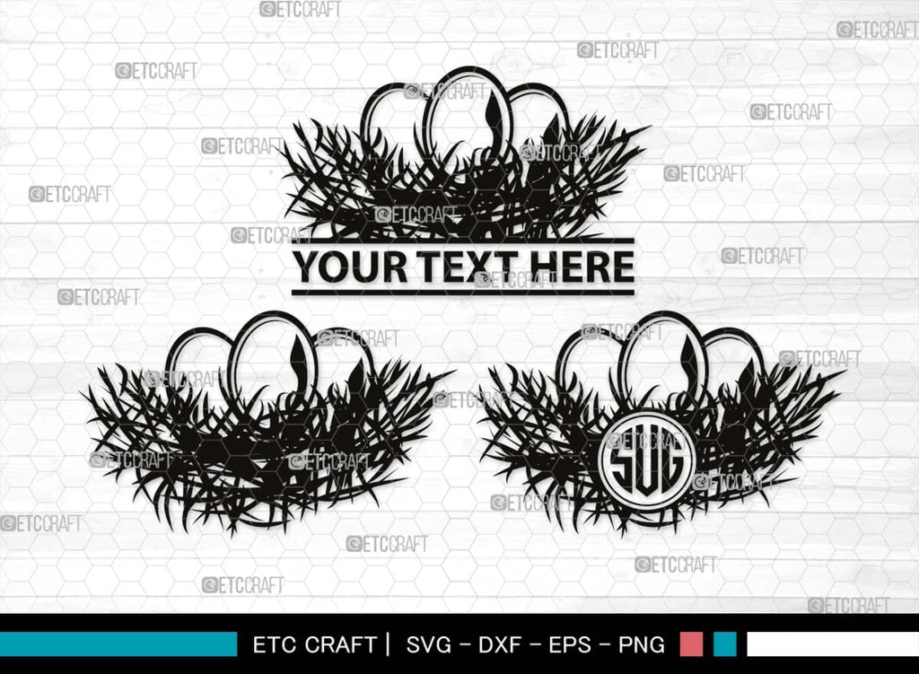 Eggs Nest Monogram, Eggs Nest Silhouette, Eggs Nest SVG, Eggs Bird Svg ...