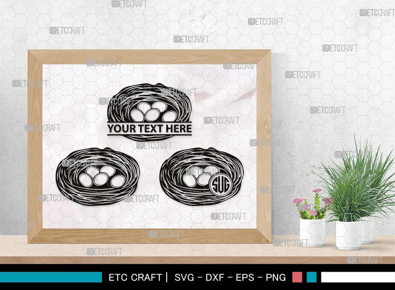 Eggs Nest Monogram, Eggs Nest Silhouette, Eggs Nest SVG, Eggs Bird Svg ...