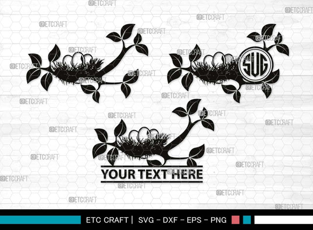 Eggs Nest Monogram, Eggs Nest Silhouette, Eggs Nest SVG, Eggs Bird Svg, Nest Svg, Nest And Eggs Svg, Bird Nest Svg, SB00496 SVG ETC Craft 
