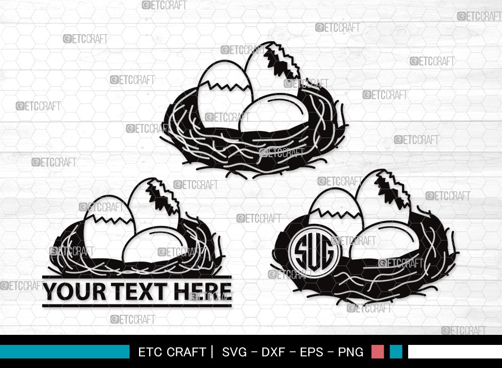 Eggs Nest Monogram SVG | Egg Svg | Nest Svg | Birds Eggs Svg | Eggs ...