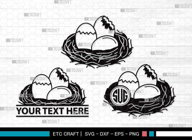 Eggs Nest Monogram SVG | Egg Svg | Nest Svg | Birds Eggs Svg | Eggs Bird Svg | Eggs Nest Silhouette SVG ETC Craft 