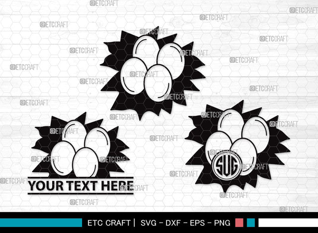 Eggs Nest Monogram SVG | Egg Svg | Nest Svg | Birds Eggs Svg | Eggs Bird Svg | Eggs Nest Silhouette SVG ETC Craft 