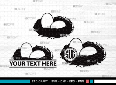 Eggs Nest Monogram SVG | Egg Svg | Nest Svg | Birds Eggs Svg | Eggs Bird Svg | Eggs Nest Silhouette SVG ETC Craft 