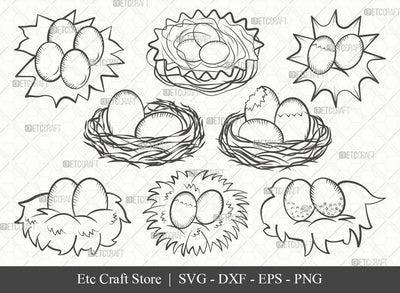 Eggs Nest Outlion SVG Cut File | Egg Svg | Nest Svg | Birds Eggs Svg | Eggs Bird Svg | Nest And Eggs Bundle | Eps | Dxf | Png SVG ETC Craft 