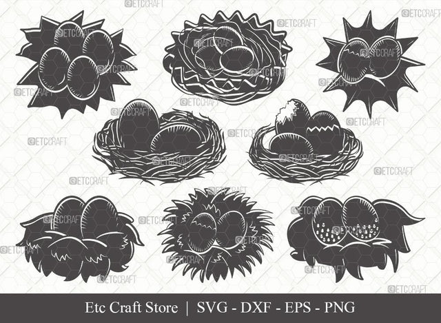 Eggs Nest Silhouette SVG Cut File | Egg Svg | Nest Svg | Birds Eggs Svg | Eggs Bird Svg | Nest And Eggs Bundle | Eps | Dxf | Png SVG ETC Craft 