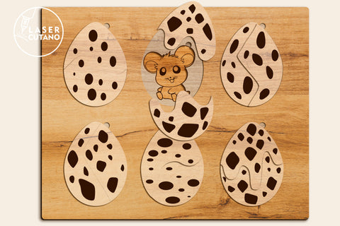 EGGS PUZZLE for Kids Animals Puzzle Kit SVG LaserCutano 