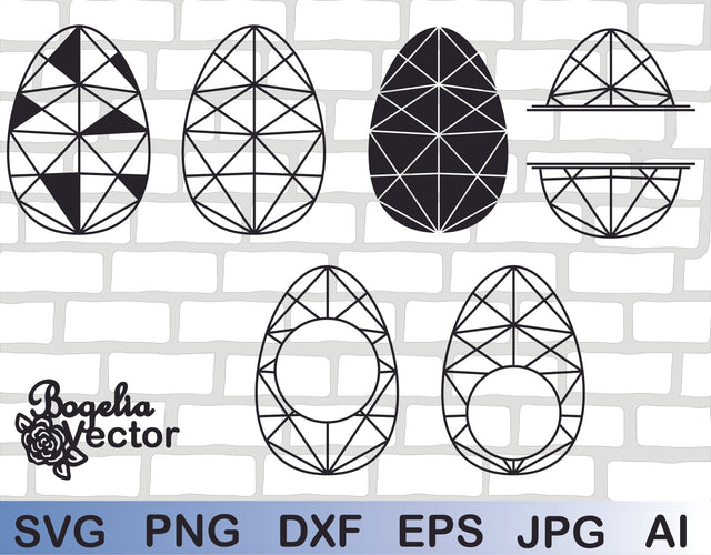 Eggs Svg file Bundle, Easter Svg, Easter Egg Cut file, Geometric Eggs, Polygonal, Frame Svg, Split Monogram Frame, Circle, Wreath, Digital SVG BogeliaVector 