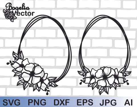 Eggs Svg file Bundle, Floral Eggs Cut file, Eggs Frame svg, Flowers, Frame Monogram, Floral Frame Png, Spring, Templates, Instant Download SVG BogeliaVector 