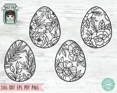Eggs SVG File, Easter eggs SVG File, Eggs Cut File, Floral Eggs SVG, Easter Egg With Flowers SVG, Egg Leaves SVG SVG Wild Pilot 