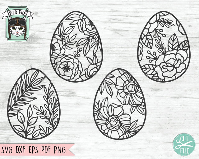 Eggs SVG File, Easter eggs SVG File, Eggs Cut File, Floral Eggs SVG, Easter Egg With Flowers SVG, Egg Leaves SVG SVG Wild Pilot 