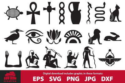 Egyptian Heiroglyph Symbols SVG Cutting File & Clipart Bundle SVG Bow Wow Creative 