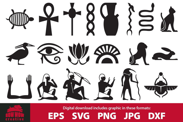 Egyptian Heiroglyph Symbols SVG Cutting File & Clipart Bundle SVG Bow Wow Creative 